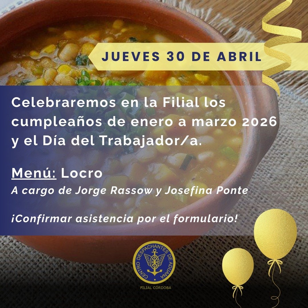 Celebraremos en la Filial los cumpleaños de enero a marzo 2026 y el Día del Trabajor/a